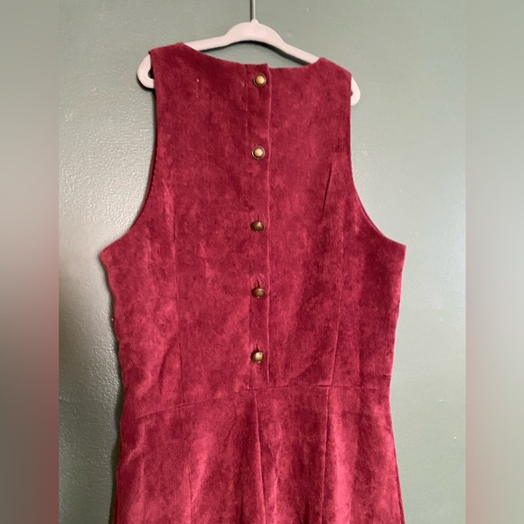 mini dress sleeveless corduroy Madam Rage burgundy red high neck side zip UK8 - Picture 5 of 15